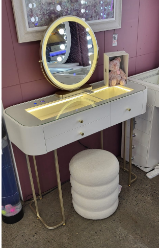 dressing table and stool white homary Makeup Vanity Set with LED Mirror Stool, Modern PU Leather Dressing with Drawers for Bedroom, Ideal for Women Girls (White) : Home & Kitchen Introducing our versatile vanity desk featuring an adjustable sliding mirror Vanity Desk with Mirror and